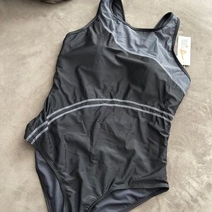 NWT Black/Gray One Piece Swimsuit